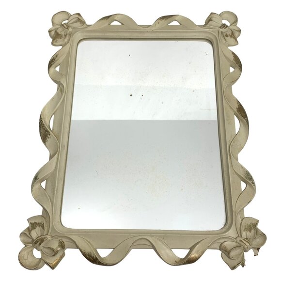 VTG Syroco MCM Hollywood Regency Gilded Wall Mirror Bow Corner Accents FLAWS - Picture 1 of 6